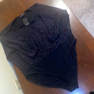 Purple and Black polka dot bodysuit